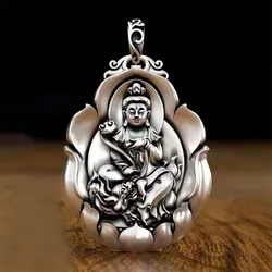 Vintage Buddha Pendant Necklace for Men and Women Religious Jewelry Amulet Gift Manjusri Bodhisattva Guanyin Pendant