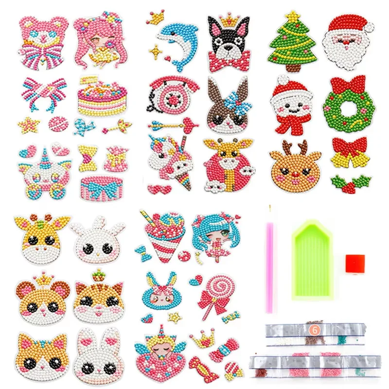 5D الأطفال اليدوية قضيب على شكل الماس اللوحة ملصقات DIY لصق صغير الكرتون الحيوان يونيكورن الفتيات الفتيان الطلاء الحرف #1