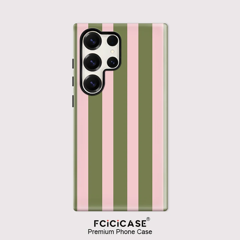 Fcicicase Stripes Case For Samsung Galaxy S26 Ultra S25 S24 S23 Plus S22 S20 FE A16 A26 A36 A56 PC +TPU Double-layer Cover Funda