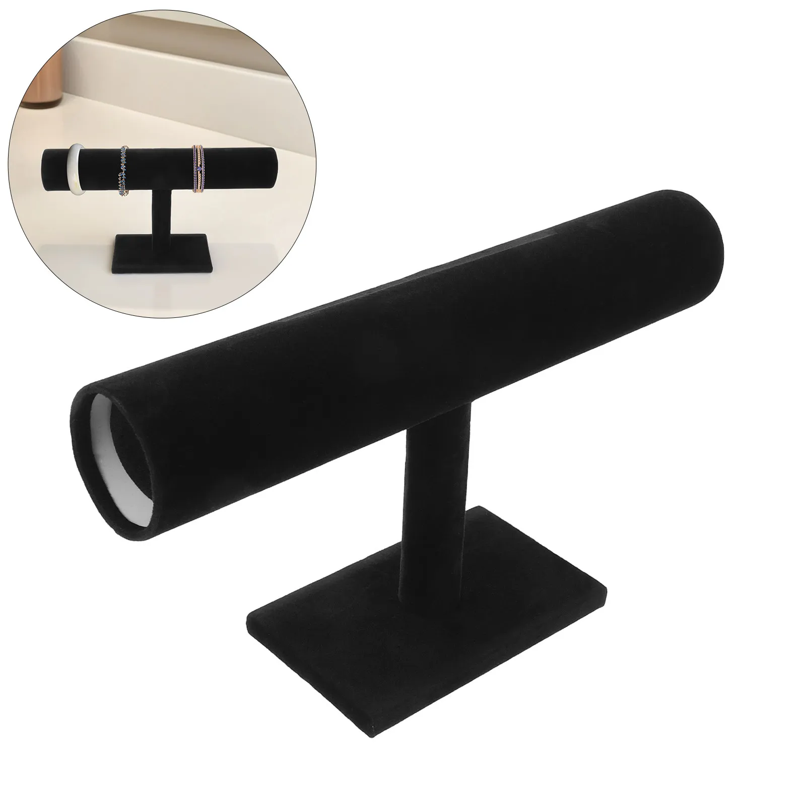 

T-Shaped Watch Bracelet Display Stand 28.5cm Flannel Jewelry Organizer for Storage Showroom Home Business Use Bracelet Stand