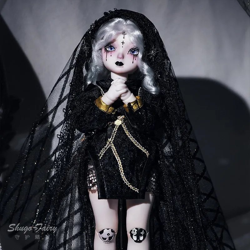 

New Hot Anime Figures 1/6 Electronic Pet Bjd Doll Finn Black Skeleton Bride Dark Wind Joint Mobile Doll Set Kawaii Model Gifts