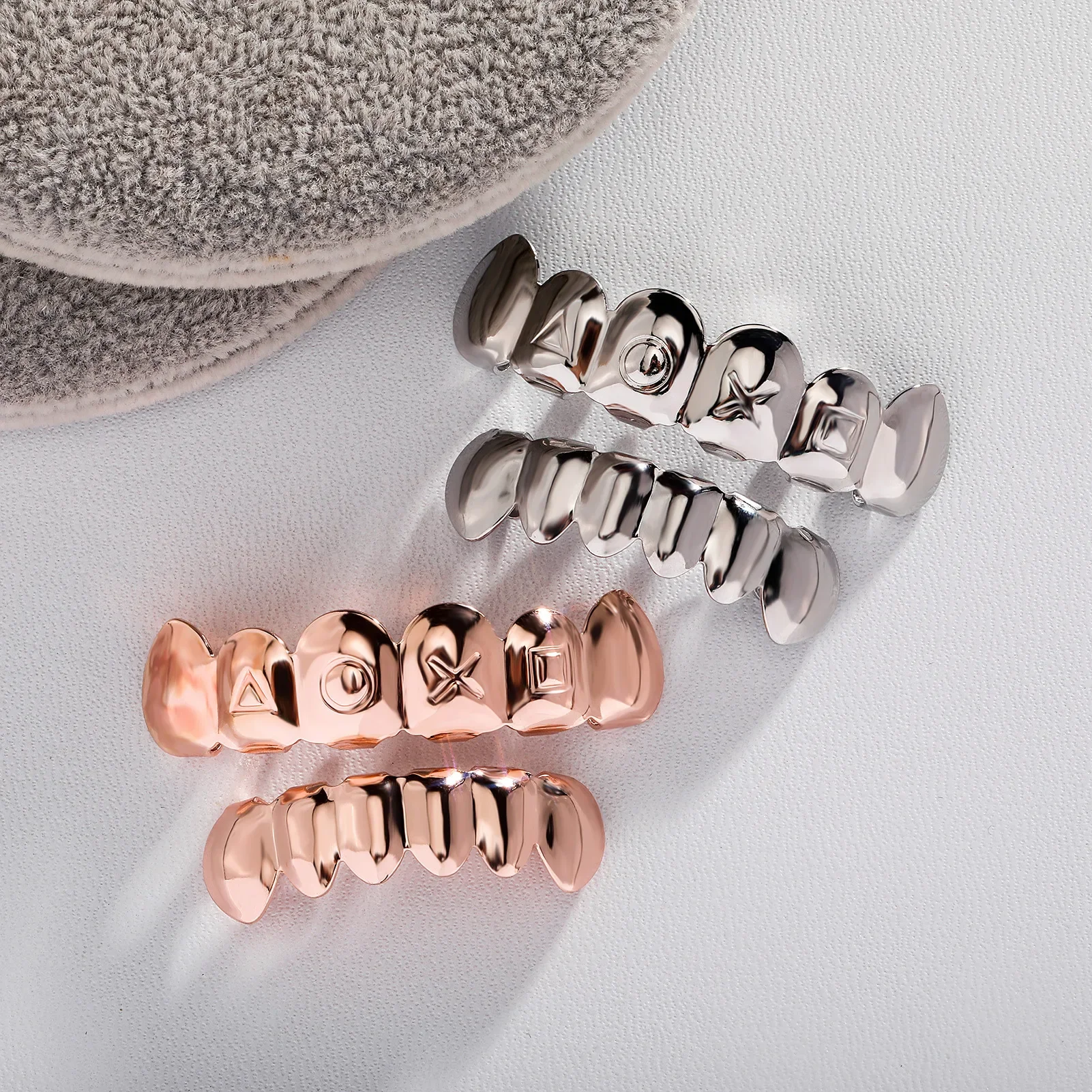 الهيب هوب روك الأسنان قبعات الأسنان ديكور غطاء حالة الشوايات غطاء الأسنان مغني الراب العلوي أسفل الأسنان الشوايات مخصص صالح الأسنان Grillz