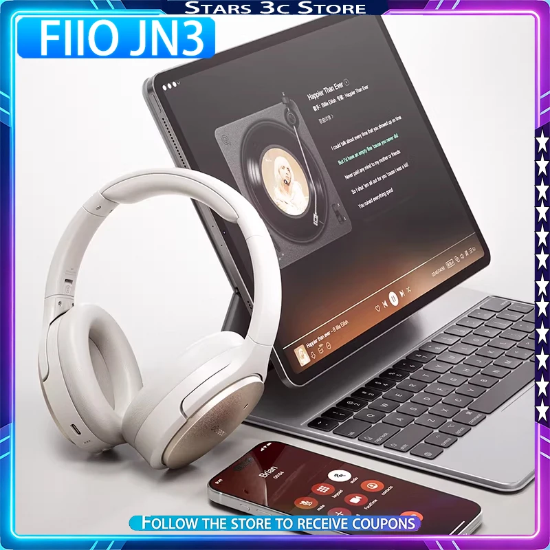 

Беспроводные полноразмерные наушники FiiO JN3 с Bluetooth, активным шумоподавлением, вращающимся и складным дизайном, игровые наушники, подарок для геймера