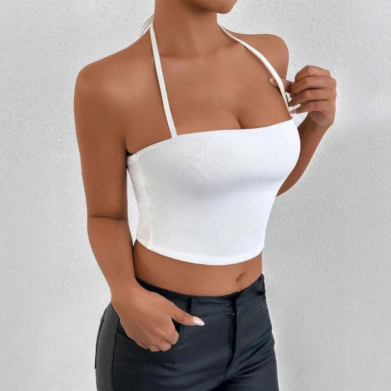 Hot Sale!Women Summer Camisole Crop Tops Sleeveless Slim Sling T-shirt Black White Bottoming Tanks Bra Underwear Vest Tops