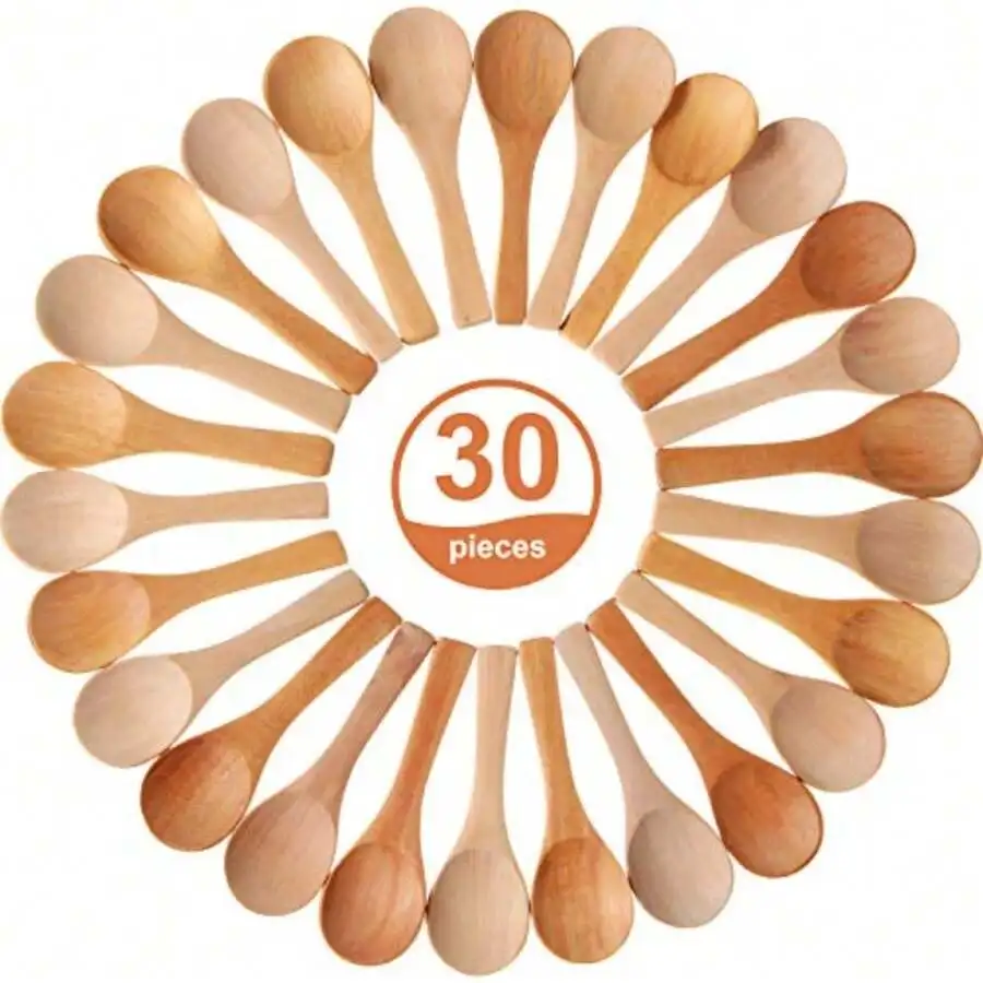 

30 Pcs 3.5 Inch Mini Wooden Spoons For Salt Sugar Coffee Honey Spice Jars Kitchen Utensils