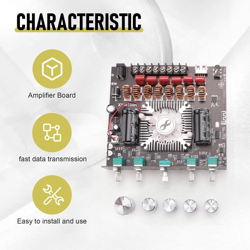 2.1-Channel TPA3251 Bluetooth Digital Amplifier Module High And Low Tone Subwoofer,220Wx2+350W Amplifier Board XY-S350H