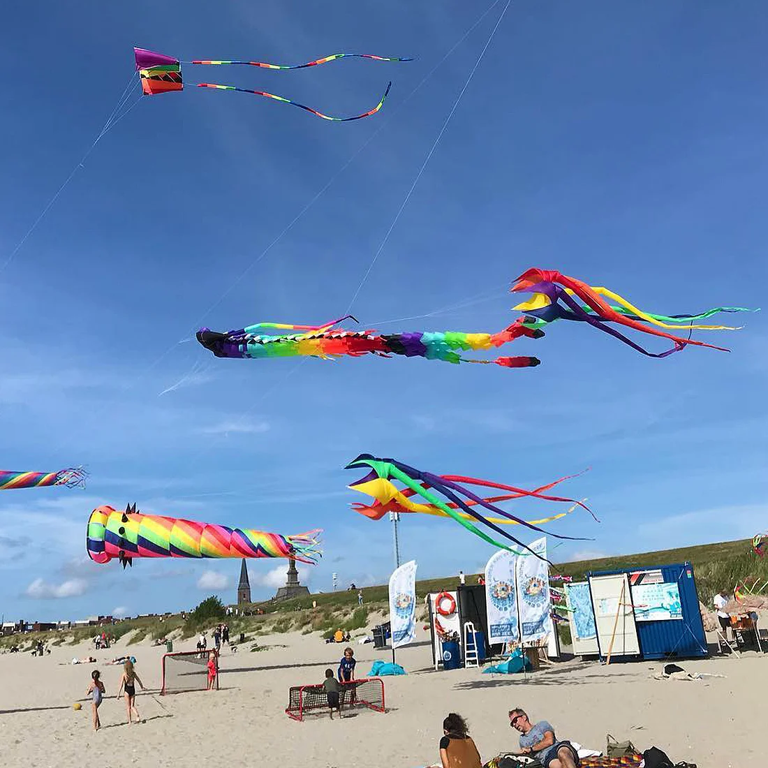 6.5M 3D pelangi berputar layang-layang lembut ekor gantungan luar ruangan pantai kinerja layang-layang mudah untuk terbang dan tahan air mata Cometa Gigante