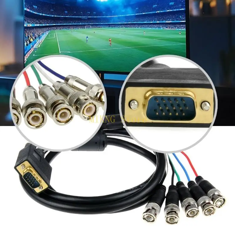 VGA To 5 BNC RGBHV Cable Bidirectional Intercommunication Coaxial Highly Clearly best sale
