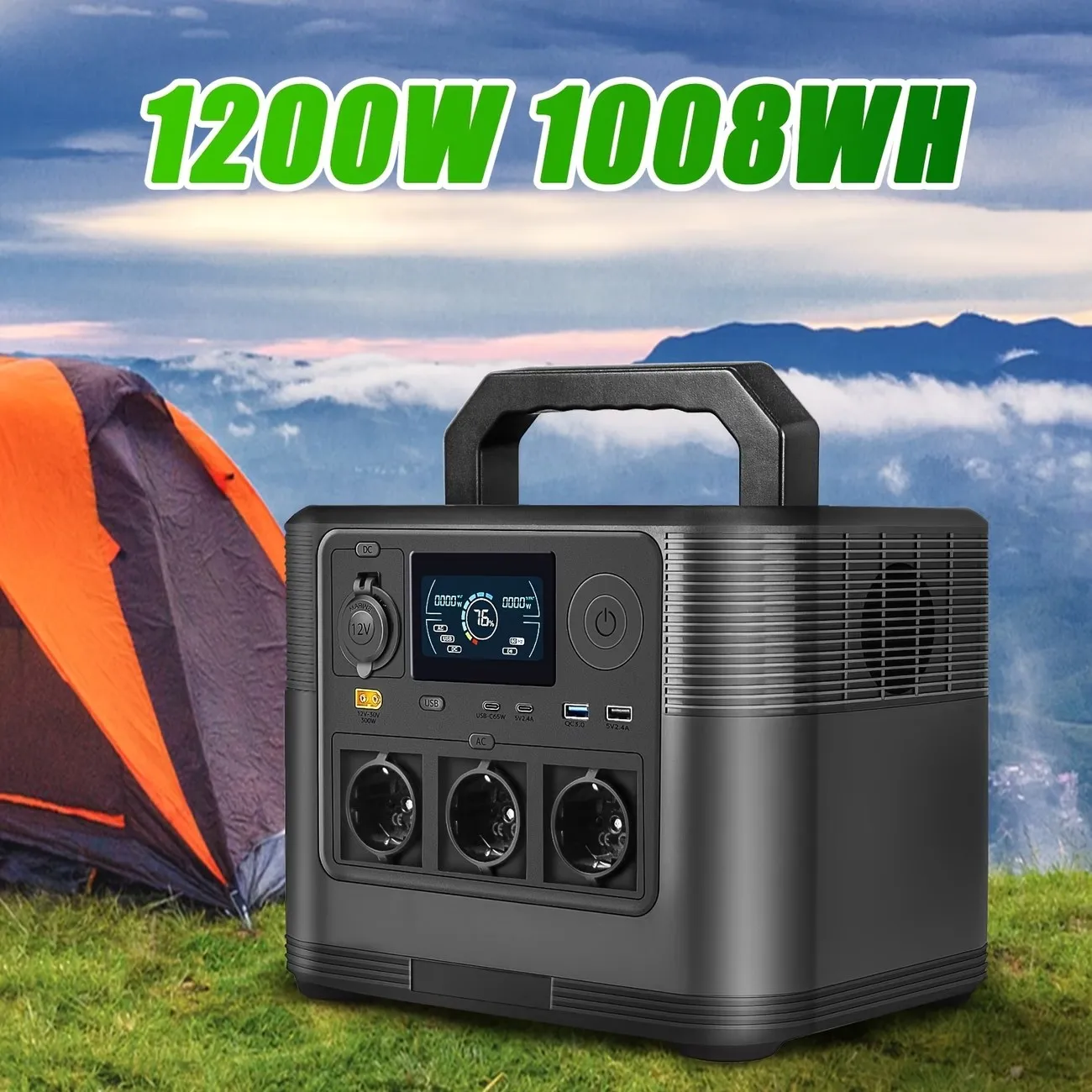 DEMUDA M9 Tragbare Powerstation 1200W Solargenerator 1008Wh LiFePO4-Batterie Notstromversorgung für Zuhause Outdoor-Camping Mobile Stromversorgung