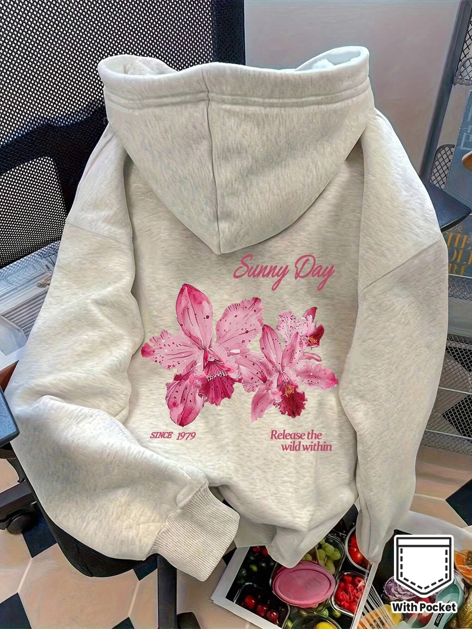 Plant Parent Hoodie - هودي نسائي بطبعة زهرة الأوركيد، سترة