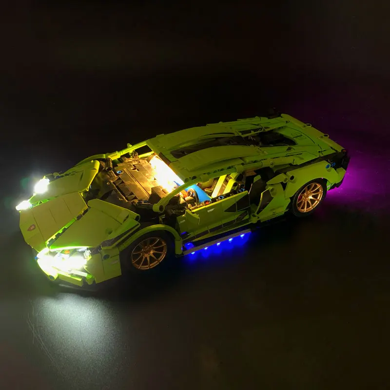 Conjunto de luz led rc para blocos de construção de carro de alta tecnologia 1:14 super velocidade veículo esportivo de corrida diy lâmpada tijolos brinquedos (não inclui carro)