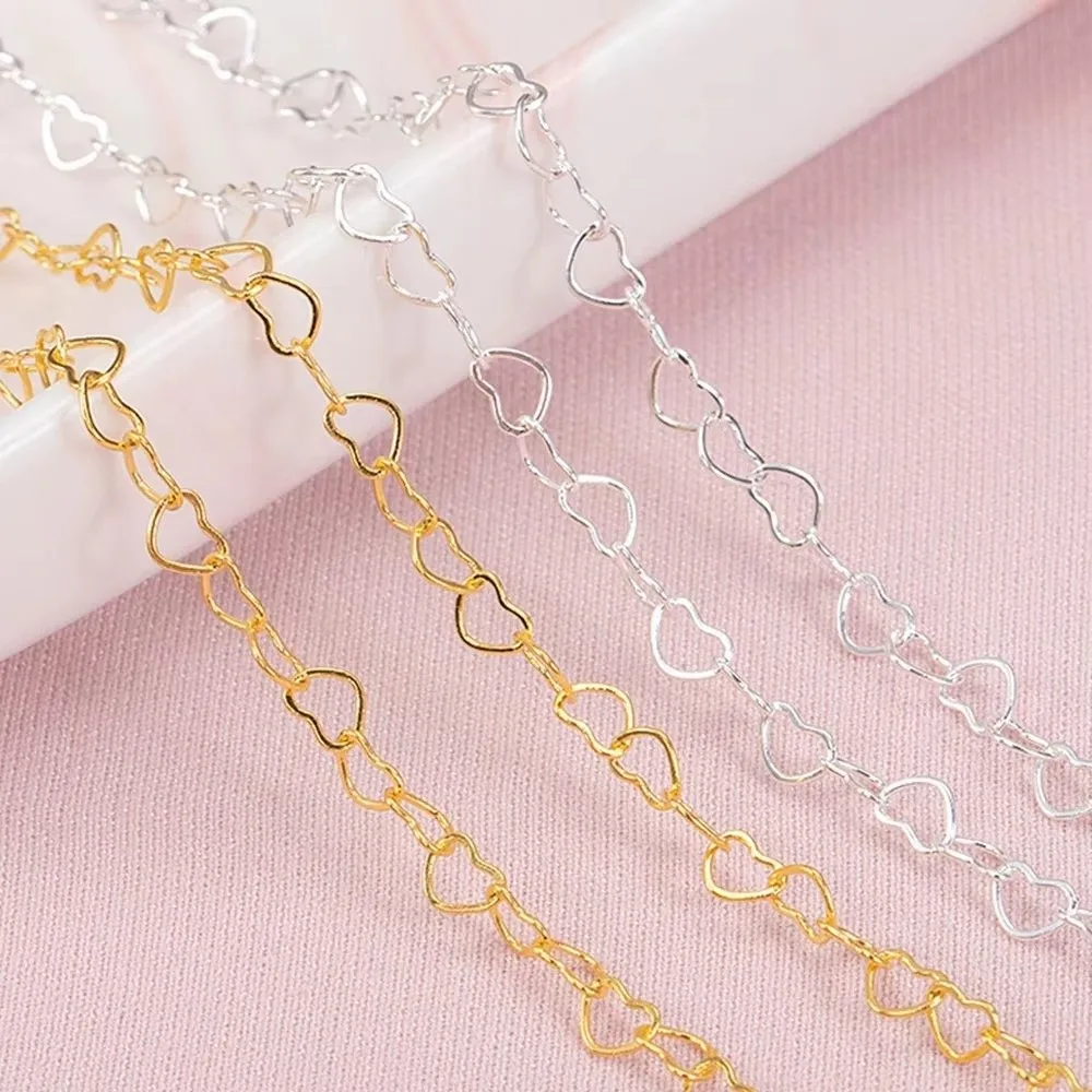 1 Meter/5 Meters Length Love Heart Chain 3mm Width Copper Chain Findings Heart Shape Copper Links Chain DIY Jewelry Making view 5