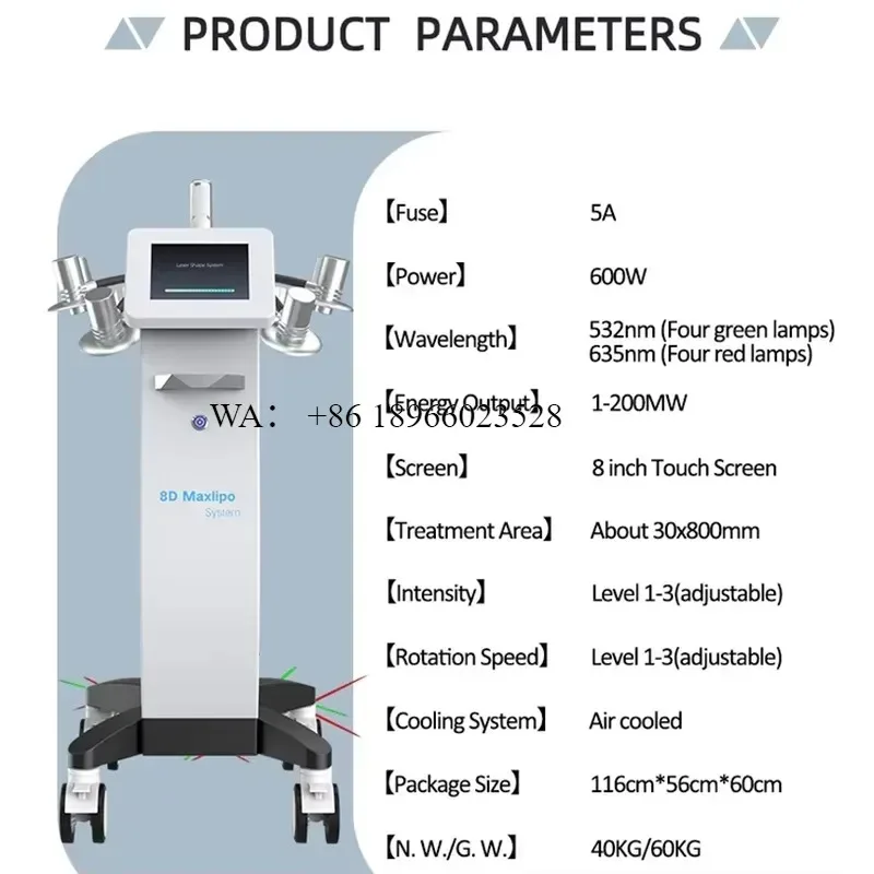 WMWMNU 8D Non Invasive Weight Loss Slimming Device 532nm 635nm for Body Shaping Fat Reduction