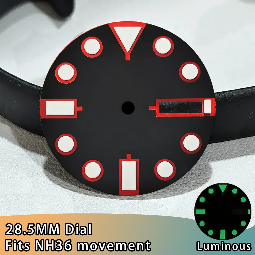 28.5 مللي متر قطر القرص NH35/NH36 حركة مضيئة الطلب مع تقويم واحد/مزدوج ساعة اكسسوارات NH35 ساعة الطلب #5