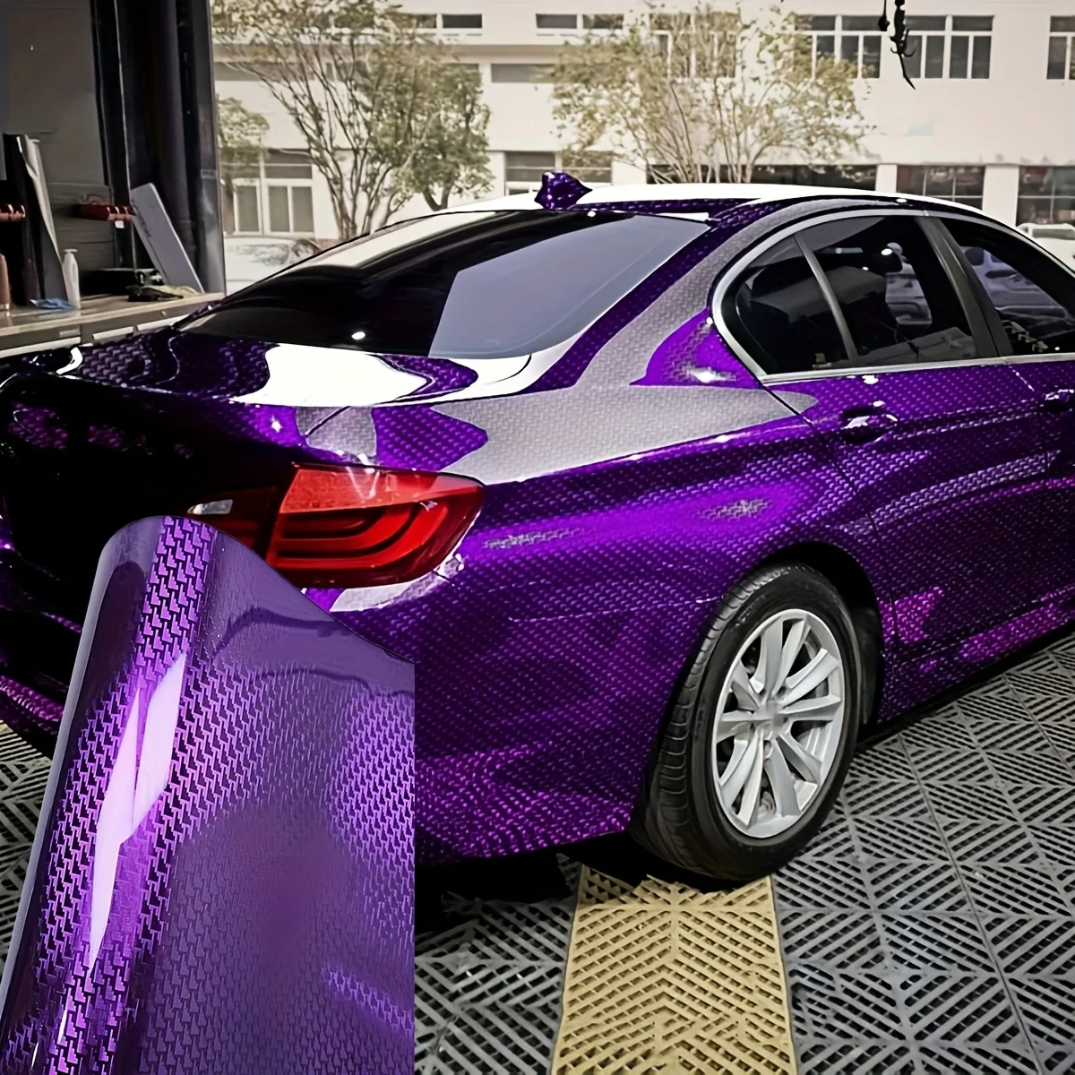 

19.7"x118" 3D Purple Aircraft Pattern Carbon Fiber Vinyl Wrap with Gas Release Function - Waterproof, Scratch-Resistant DIY Car