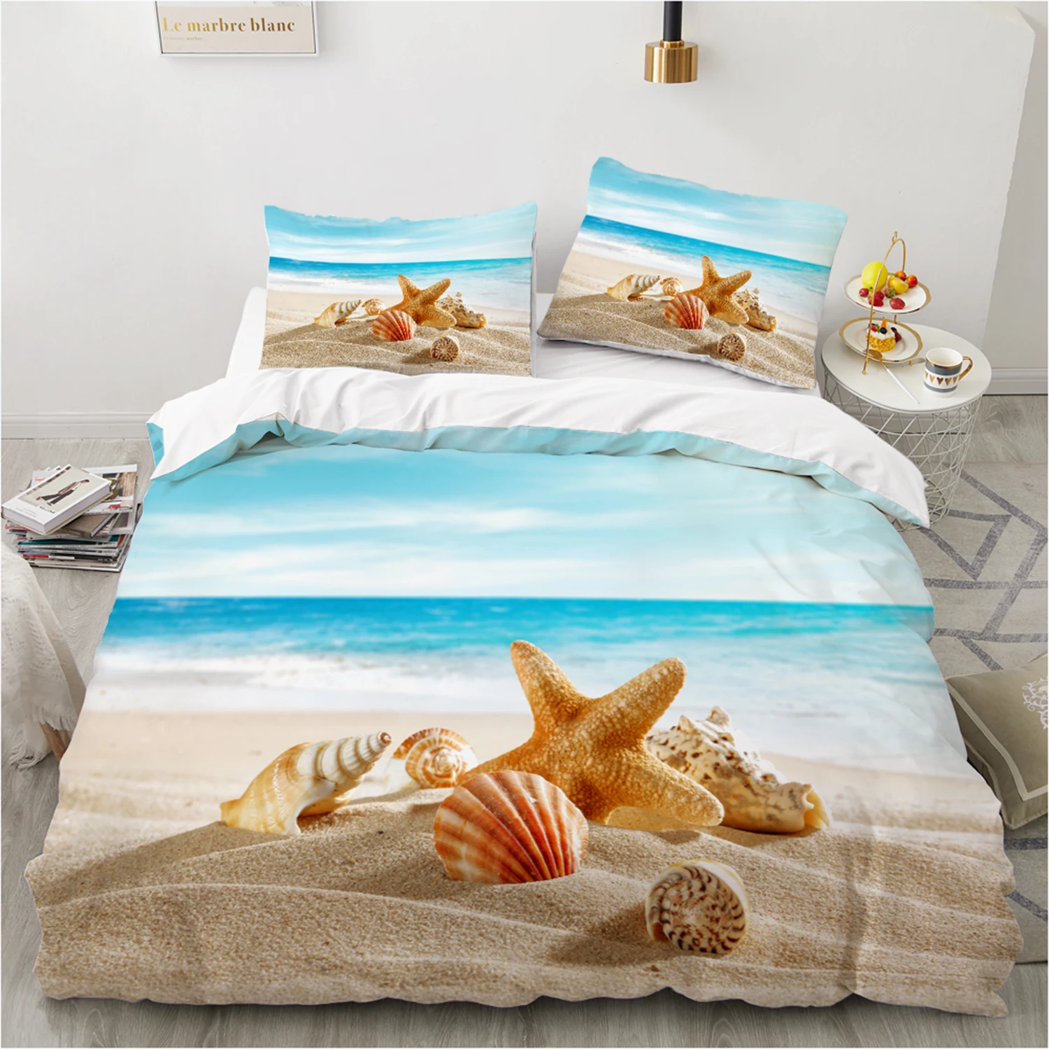 

Bohemian Beach Style Duvet Cover Set Bed Linen Set 140x200cm 240x220cm Twin/Queen/King Size Shell Pattern Luxury Bedding set