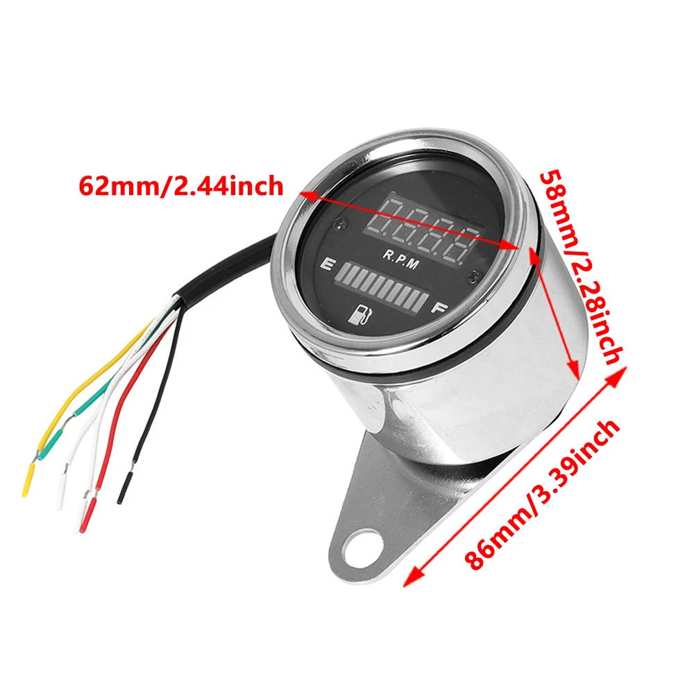 Motorcycle LED Digital Speedometer Tachometer Odometer Speed Meter Gauge Universal For Cafe Racer Motorbike 12 v