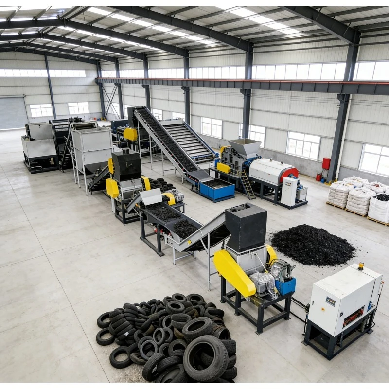 Tire Recycling Machine Production Line Automatic Rubber Shredder Crusher Granulator Plant Customizable Capacity 1-10 TPH