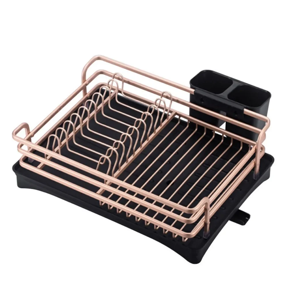 Factory direct sales aluminum bowl and dish rack, drainage storage rack, aluminum alloy double-layer drainage rack, large capaci