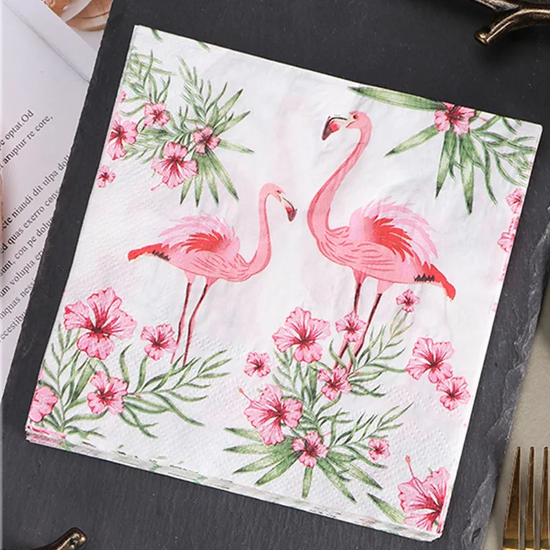 20pcs Flamingo Paper Napkin Summer Tropical Wedding Decoration Tissues Hawaii Bachelorette Party Decoration