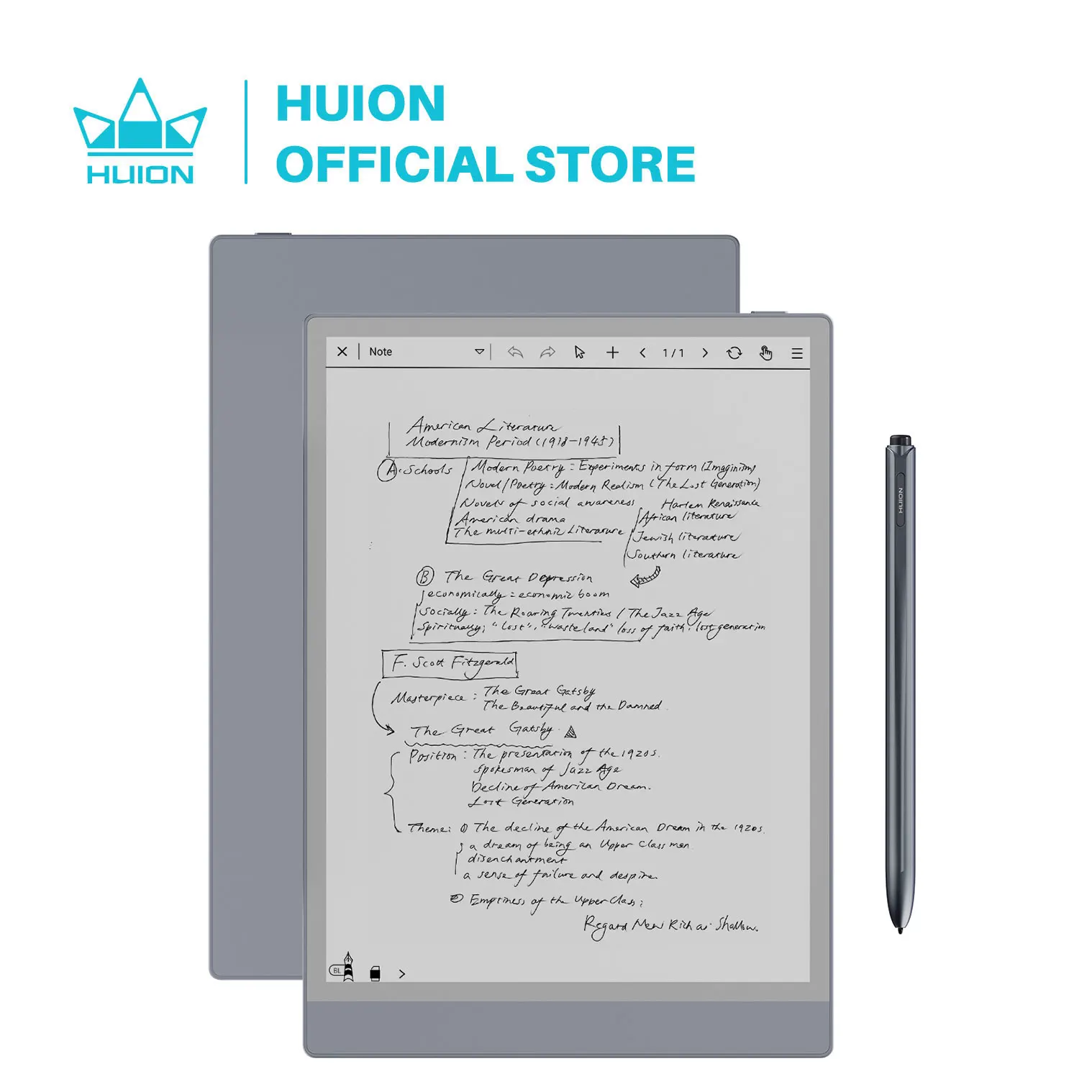 

HUION INK 10.3" Graphic Tablet – 4GB RAM, 64GB ROM, 12 Days Battery Life, Android, Versatile Digital Writing & E-Book Reader