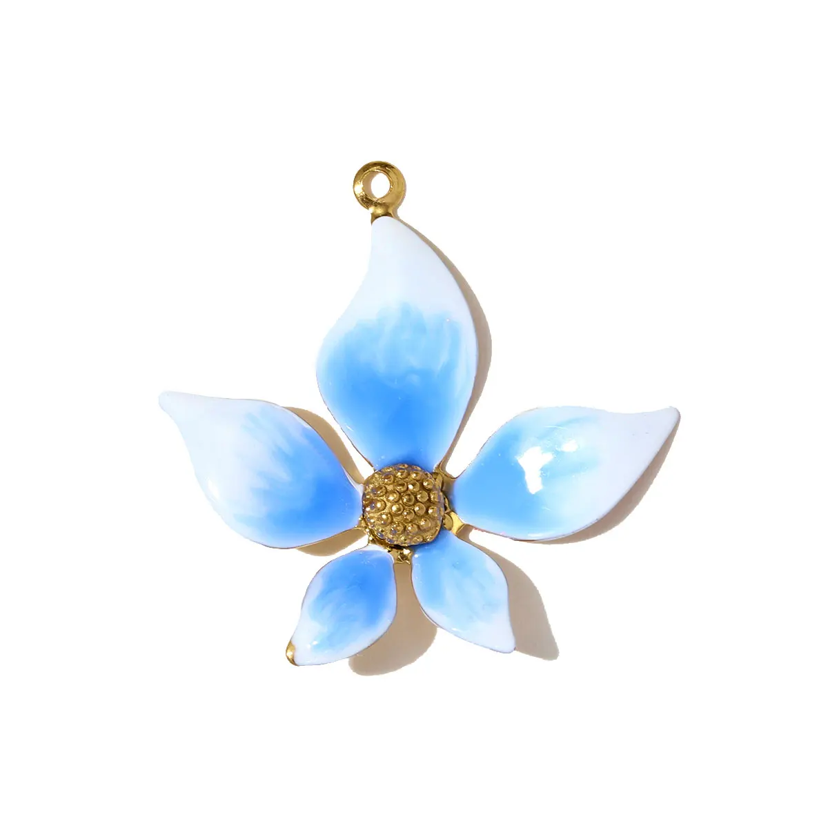 3pcs/Lot Gradient Color Stainless Steel Roselle Necklace Pendant Rhinestone Flower Earring Charm Women Star Jewelry DIY Charms
