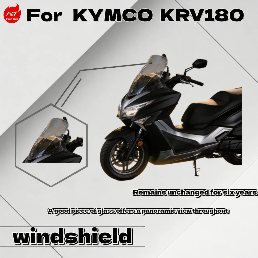 

Для Kymco KRV180: Модифицированное ветровое стекло, зеркала с измененным расположением, увеличенная высота, прозрачные, в стиле FOX, защита груди