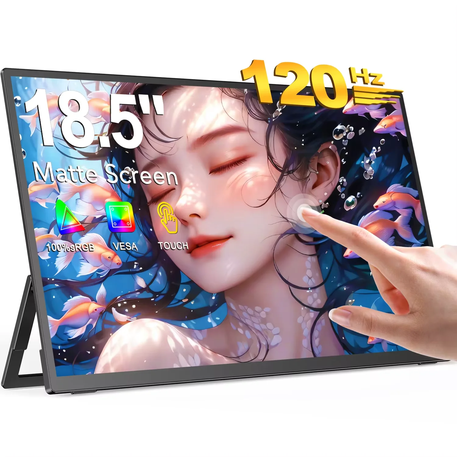 

Cdisplay 120 Гц 18,5 "сенсорный экран Портативный монитор 1920*1080 PS5 XBOX Игровой дисплей Легкий 100% sRGB второй экран для путешествий