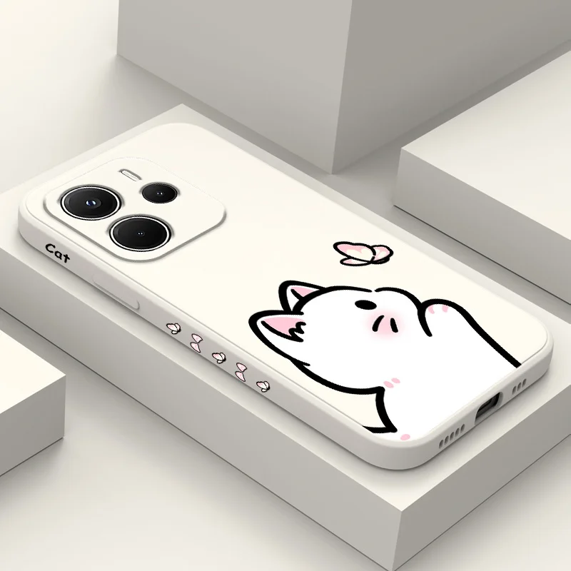 เคสโทรศัพท์ลายแมวหวานฝัน สำหรับ Xiaomi Redmi Note 14 13 12 12S 11 11S 10 10S 15 15C 14C Pro Plus 4G 5G  วัสดุซิลิโคนเหลว