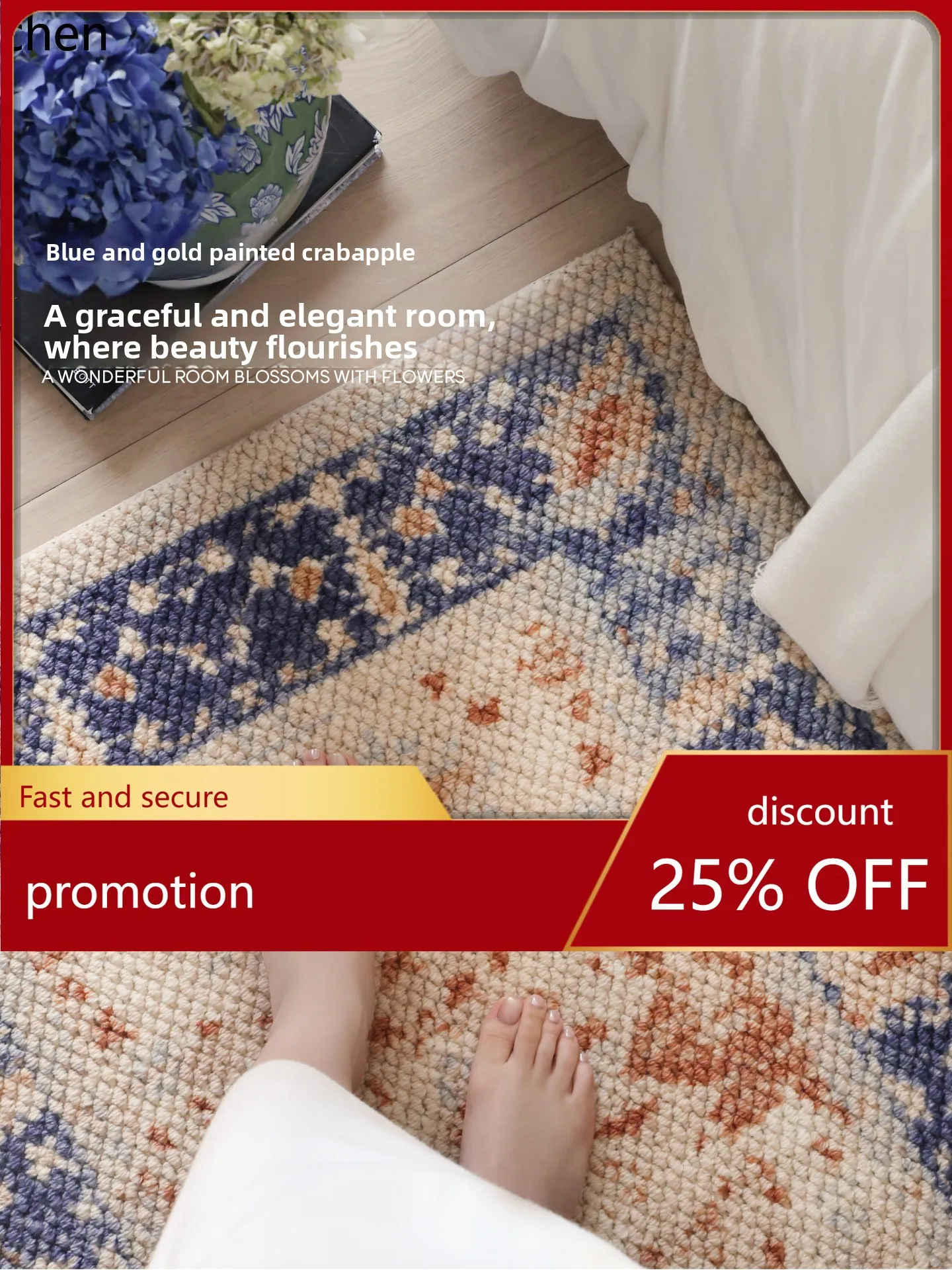 

YFY haitang bedside blanket new chinoiserie bay window bedroom bedside carpet accessible luxury