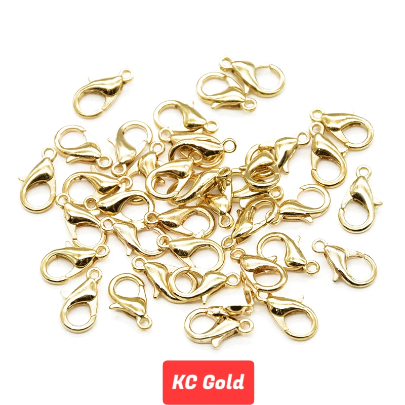 50pcs Wholesale 10/12/14/16/18mm 9 Colors Metal Lobster Clasps Hooks For DIY Necklace&Bracelet Chain Fashion Jewelry Findings