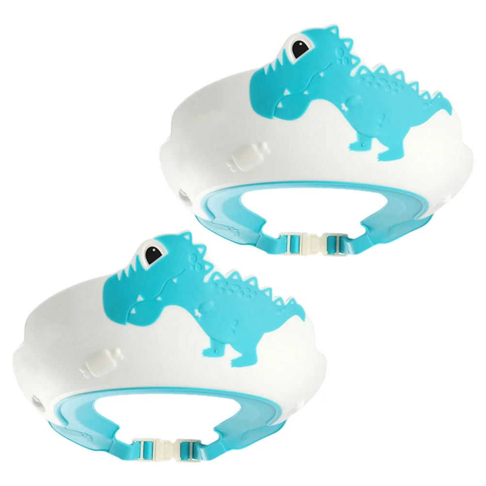 

2Pcs Baby Shower Caps Waterproof Adjustable Design Cartoon Style Eye Protection Bath Visor Baby Shower Cap