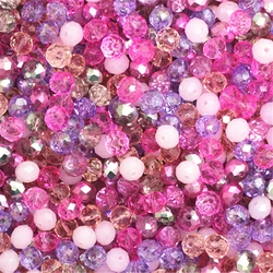 Isywaka Pink Multicolor 2mm,3*4mm,4*6mm,6*8mm Austria faceted Crystal Glass Beads Loose Spacer Round Beads for Jewelry Making