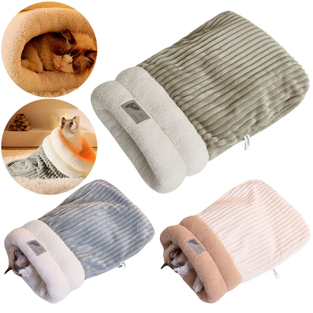 

Cat Sleeping Bag Warm Funny Tunnel Cat Nest Soft Plush Cat Sack for 5-8kg Cats Pet Supplies