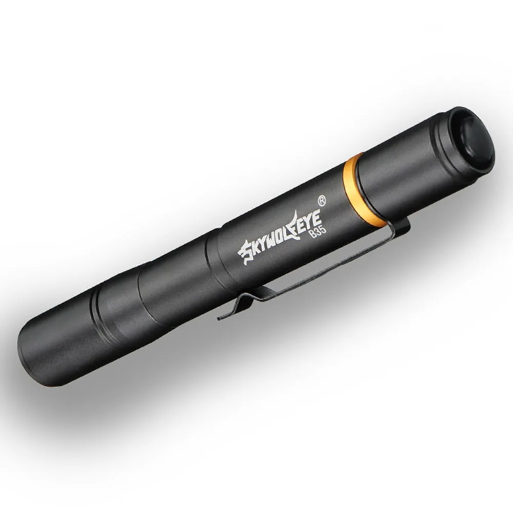 Tactical Pen Light  Rechargeable AAA LED Flashlight with Clip  Adjustable White  Amber Light Pocket Sized  Camping Hiking