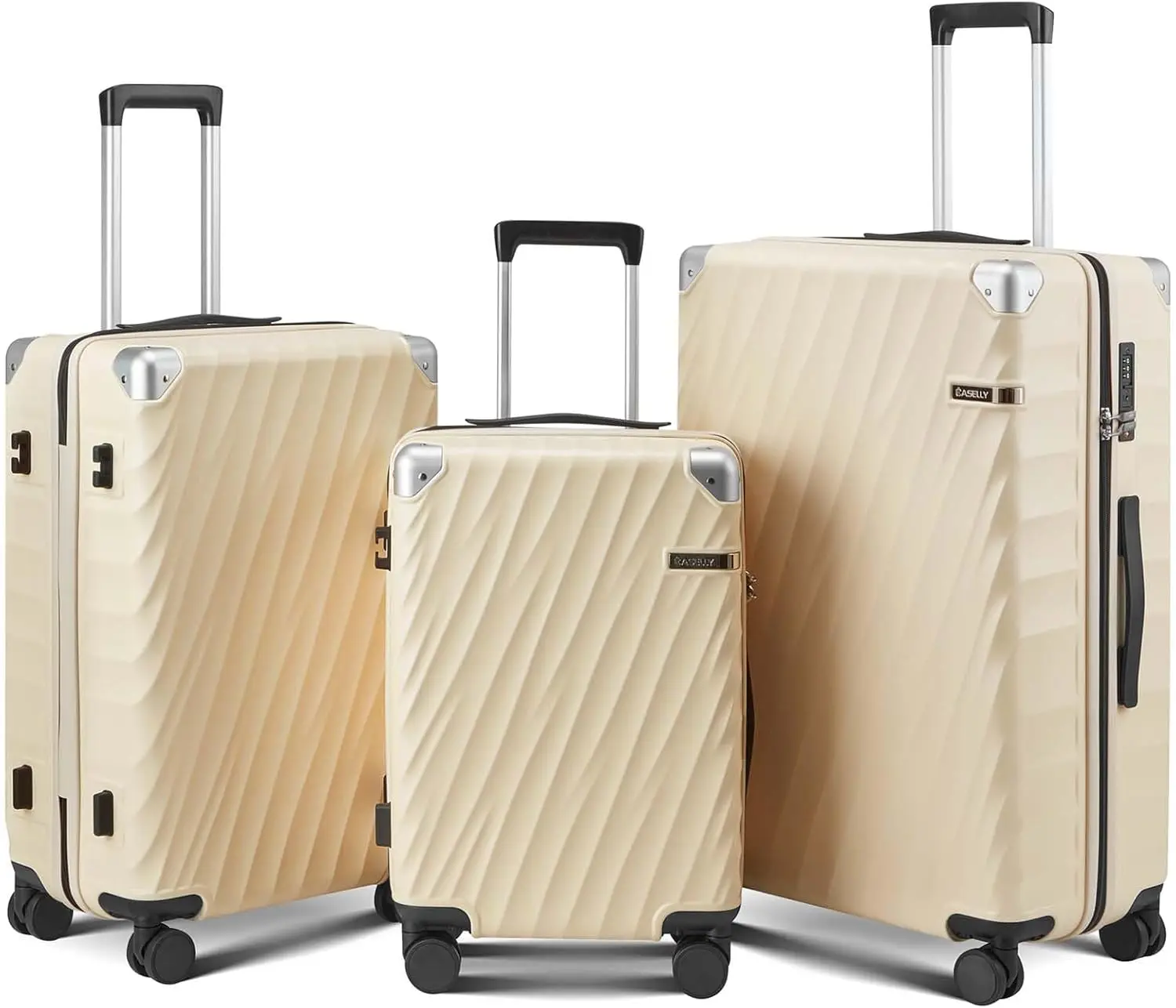 

Набор из 3-х чемоданов с жестким корпусом, колесами-спиннерами, замком TSA и молниями YKK, цвет: угольный металлик (20/24/28 дюймов)