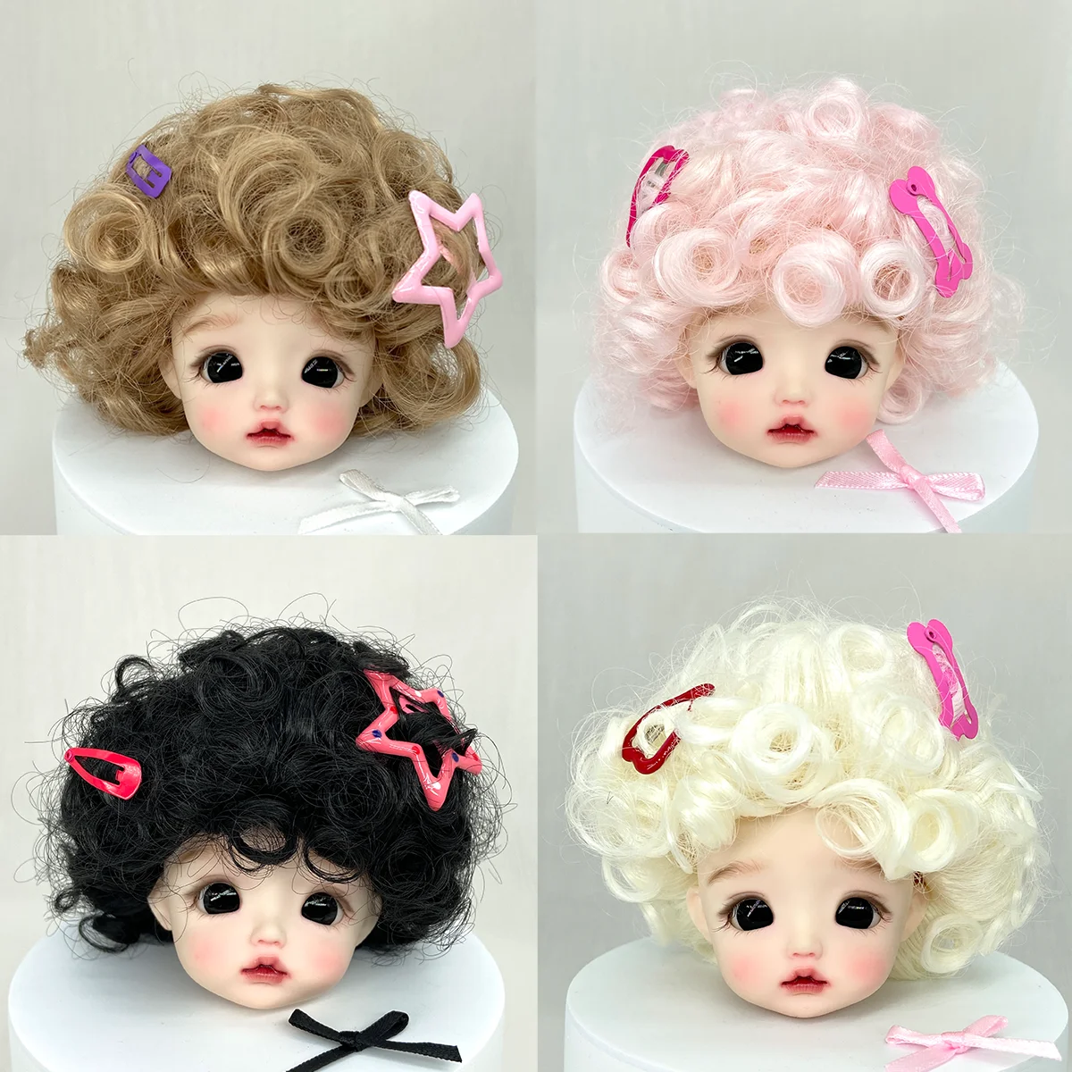 

Парик куклы BJD 1/3 и 1/4 и афро вьющиеся короткие волосы, синтетический парик, аксессуары для кукол для девочек, аксессуары для макияжа «сделай сам», BJD, милые каваи
