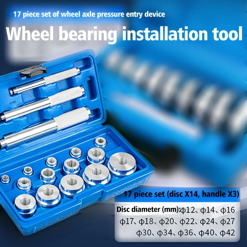 17Pcs/Set Seal Driver Installer Remover Automotive Tools Aluminum Wheel Bearing Kit Bearing Disassembly Tool Repair Kit