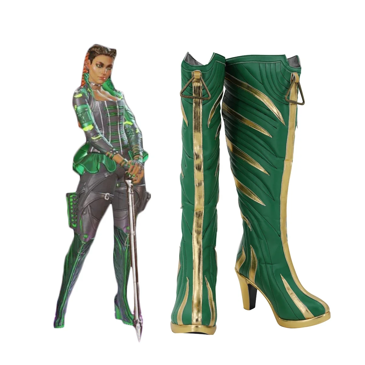 

Apex Legends Loba Andrade Cosplay Boots Green Shoes Custom Made High Heel