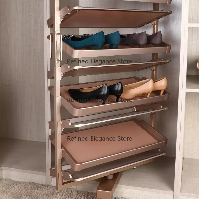 8 Tier Metal 180 Degree Rotatable Shoe Storage Rack Household Wardrobe Cabinet Shoes Organizing Holder