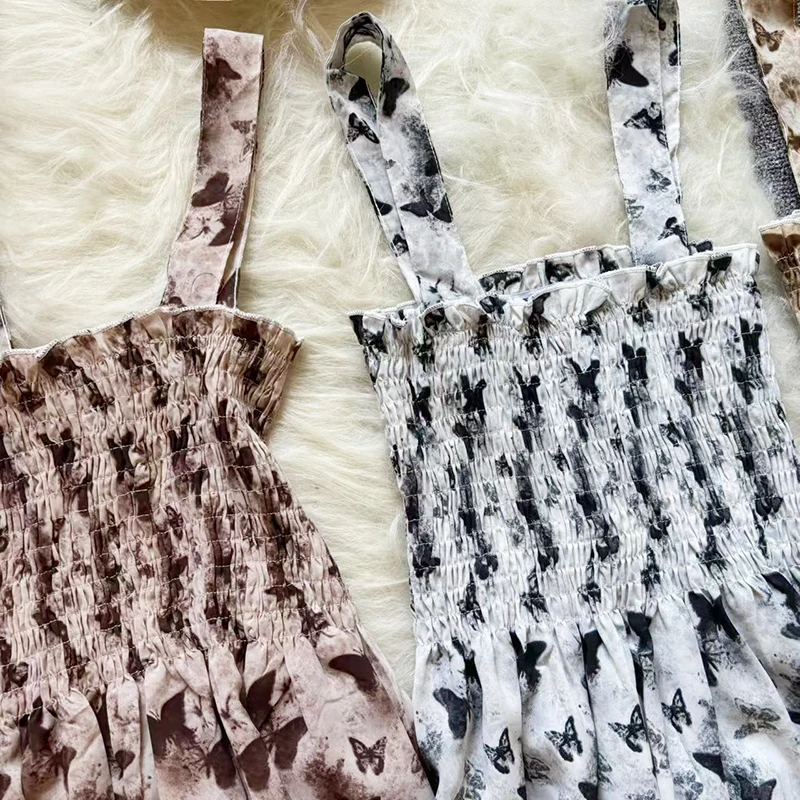 Vestidos con estampado Floral para mujer, vestido elegante ajustado sin mangas con tirantes finos, bata acampanada de cintura alta para mujer 2025