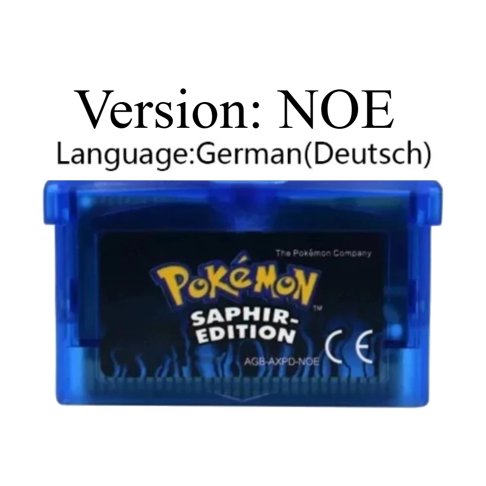 Germany GBA Deutsch Game Pokemon Series 32 Bit Video Game Cartridge Console Card Pokemon Emerald FireRed Ruby LeafGreen Sapphire
