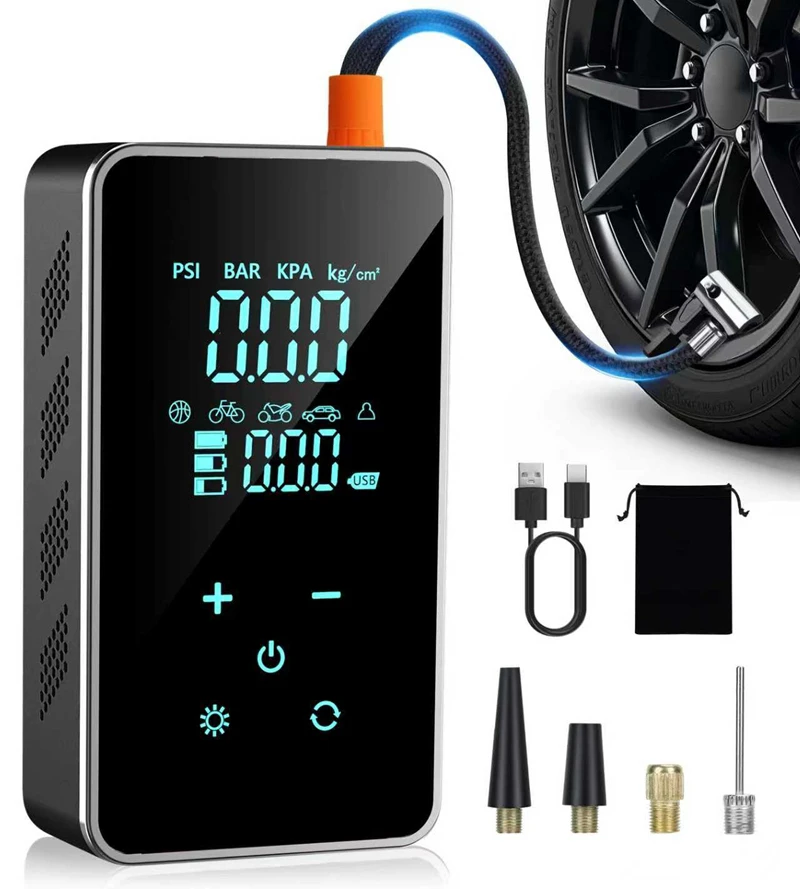 

Tire Inflator Portable Air Compressor Air Pump for Car Bike Pump Touch Screen Tire Pump Inflation with Tire Pressure Gauge