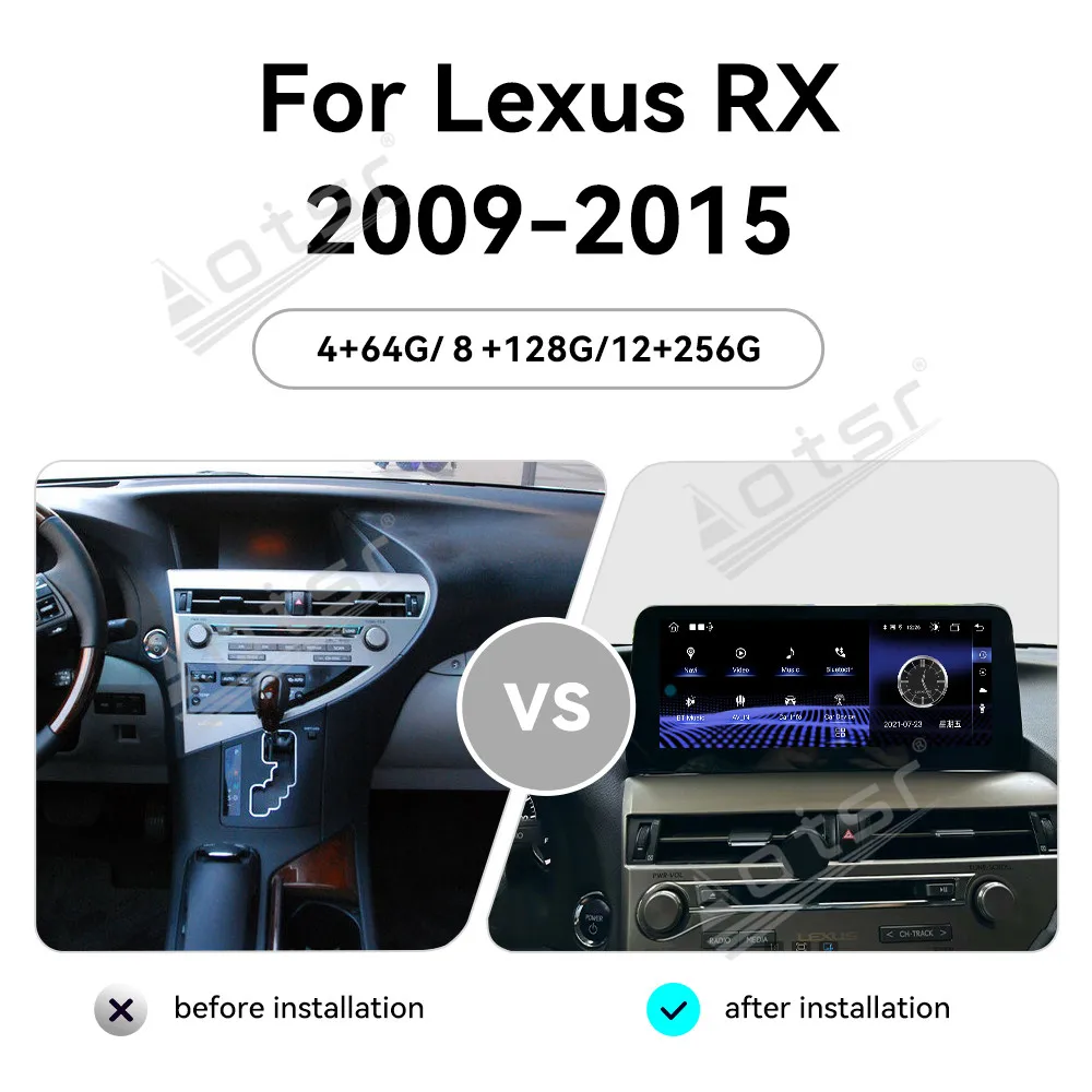 

12.3 Inch Touch Screen Car Stereo Radio For Lexus RX 2009-2015 Android 13 Multimedia Player Wireless GPS Navigation BT5.0