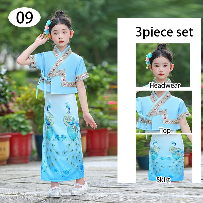 

Thai Traditional Clothing Girls Ethnic Style Tops Skirt Sets Thai Dress Dai Nationality Palace Princess Stage Performance Dress
