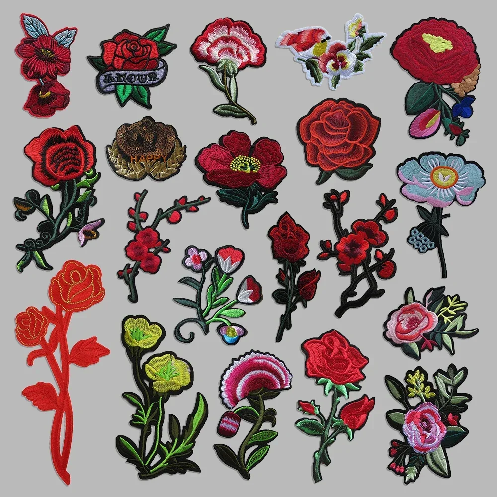 Wholesale sales 1 piece flower embroidery pattern Hot melt adhesive ironing repair sewing decorate collocation clothing patch