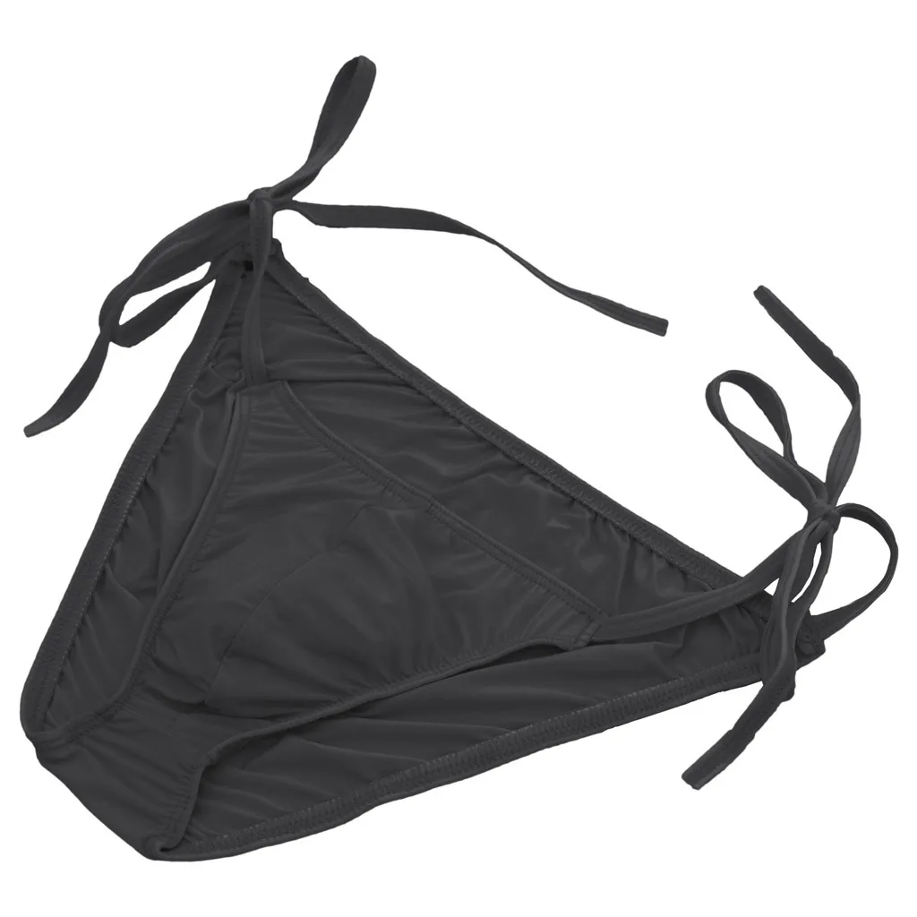 Super sexy men's breathable sissy gay panties elastic laceup sexy panties seamless hip cover men's solid color panties 16 colors