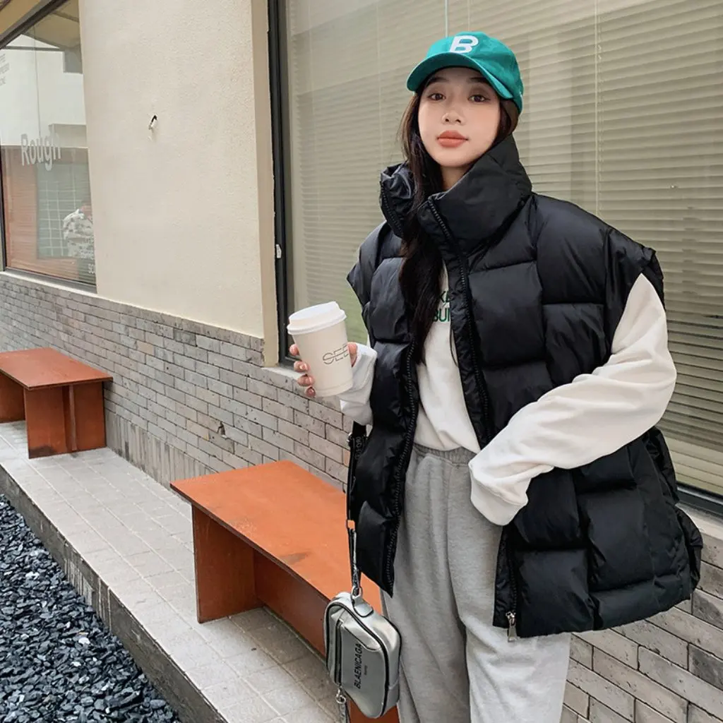 

Women's Oversize Cotton Jacket Korean Style Loose Small Vest Winter Warm Bread Clothes Female Topwear