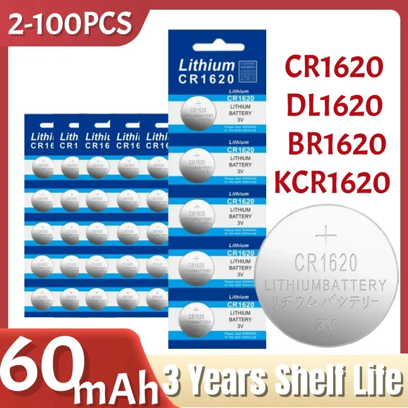 

2-100 шт. CR1620 CR 1620 кнопочный аккумулятор для часов автомобильный пульт дистанционного управления калькулятор весы бритвы DL1620 BR1620 литиевые монетные элементы