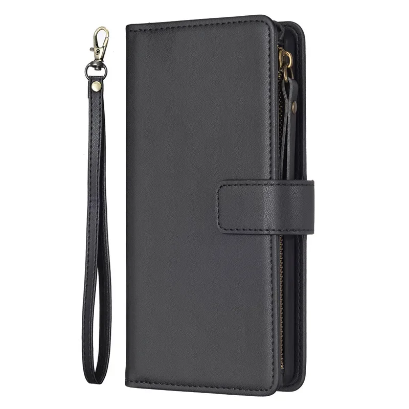 Double Layer Zipper Wallet Leather Case For Xiaomi Poco M6 Pro 5G X6 C65 PocoX6 PocoM6 PocoC65 Card Slots Flip Coverings Coque